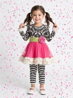 Giggle Moon Tulle Skirt Top and Striped Leggings